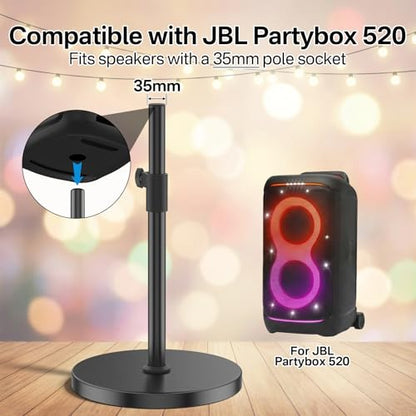 Floor Speaker Stand for JBL PartyBox 520 Stand, Adjustable Height 24.4"-32.3", Heavy Duty Surround Speaker Stands for JBL PartyBox Stand with Reinforced Base, Supports Up to 57 Lbs, 1 Pack - size: For PartyBox 520