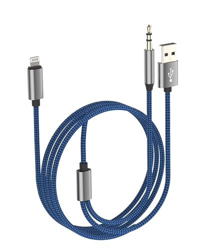 Lightning to 3.5mm Audio USB Charging Cable(2 in 1) for iPhone 14 13 Pro Max Headphone AUX Jack Adapter Charger Splitter MFI Certified Car Auxiliary Connector for iPad Earphone Stereo Speaker