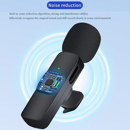 Wireless Microphone for iPhone/Android/PC/Tablets,Wireless Lavalier Microphone with USB-C/Lightning Plug, Video Recording - Clip on Microphones for YouTube Tiktok Podcast Vlogging