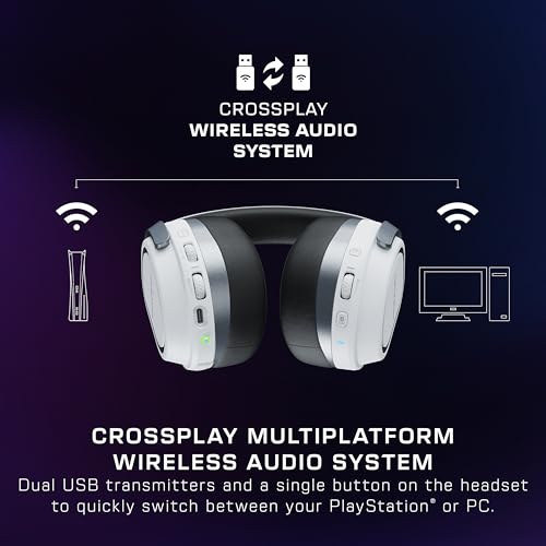 Turtle Beach Stealth 700 Wireless Multiplatform Gaming Headset Renewed, PS5 | PlayStation, PS4, Bluetooth, 60mm Dual Drivers, 80-Hr Battery, Noise-Cancelling Flip-to-Mute Mic, Dual Transmitters, White - color: White, style: Stealth 700