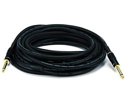Monoprice Premier Series 1/4 Inch (TS) Male to Male Audio Cable Cord - 3 Feet- Black 16AWG (Gold Plated) - size: 3ft