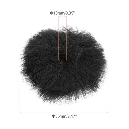 MECCANIXITY Furry Microphone Windscreen 10mm x 55mm Mic Cover Windshield for Indoor Outdoor Microphone Black 5 Pack - color: Black