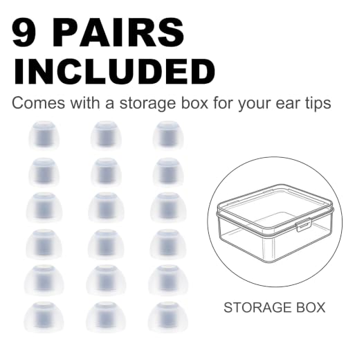 Replacement Ear Tips Compatible with SIMGOT EM6L, EW300 Earbuds | Soft Silicone Eartips with Portable Storage Box (9 Pairs, White, S/M/L)