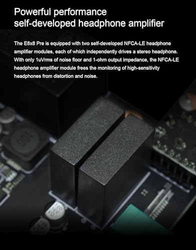 TOPPING E8x8 Pre Professional Audio Interface with 8 Ultra-Linear Mic Preamps, Dual Headphone Outputs & Zero-Latency Monitoring - High Dynamic Range & Precision Sound Control (E8X8 Pre-Black)