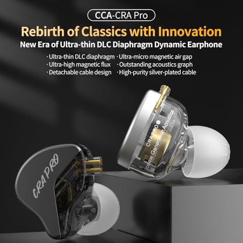 CCA CRA PRO in Ear Monitor Headphones, Ultra-Thin DLC Diaphragm Dynamic Driver Gaming Earbuds, Clear Sound & Deep Bass, IEMS for Singer Musicians Drummers DJ - color: Black, style: With Mic