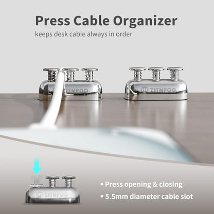 Zinc Alloy Cable Organizers (2 Pack) | Desk Cable Anchors for Charger & Cord Management | Premium, Stylish & Durable Clips for Home & Office