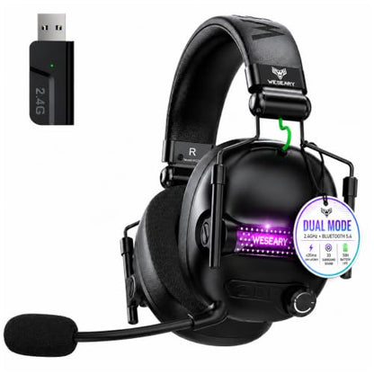 WESEARY Wireless Gaming Headset for Ps5, PC, Switch, 3D Stereo Sound-50Hr