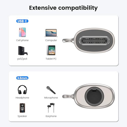 MOSWAG USB C to 3.5mm Headphone Adapter, Typc C to 3.5mm Aux Headphone Adapter, USB C to Aux Audio Zinc Alloy Adapter for Samsung GalaxyS23 S22 S21 Ultra, Pixel 7/6 iPad Pro/Air/Mini | Hi-Fi Audio Converter and Microphone in Zinc Alloy High Resolution Com