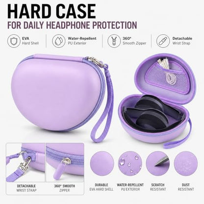 COMECASE Case for Beats Solo 4/Studio Pro Headphones with Mesh Pocket | Water-Resistant Hard Shell, Wrist Strap for Easy Carrying, Travel Storage, Fits Solo 2/3, Solo Pro and Studio3, Purple - color: Purple