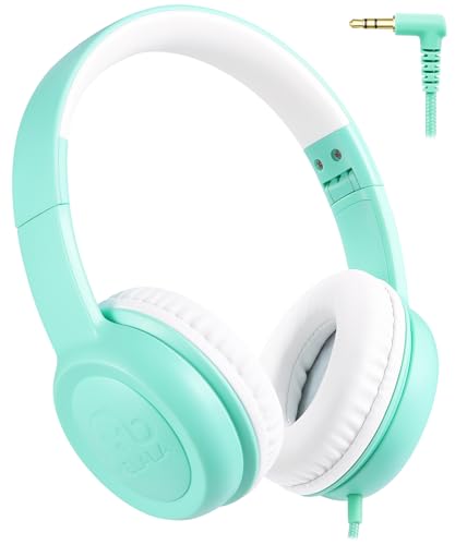 UKELALA C3 Kids Headphones Wired, On-Ear Wired Head Phones for Boys Girls with 3.5mm Jack, Foldable, Adjustable Headband, Child Headphone for School Home Airplane Tablet Teal - color: Teal