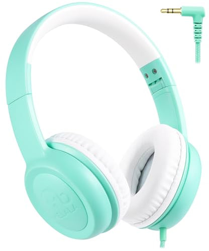 UKELALA C3 Kids Headphones Wired, On-Ear Wired Head Phones for Boys Girls with 3.5mm Jack, Foldable, Adjustable Headband, Child Headphone for School Home Airplane Tablet Teal - color: Teal