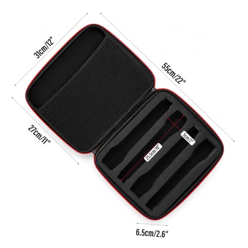 Wireless Microphone Case for 4 Mic System, Shockproof Hard Carrying Container Bag with 4 Slots, Portable Storage Organizer for Handheld Mics, Receivers, Adapters, Batteries, for Gigging and Travel.