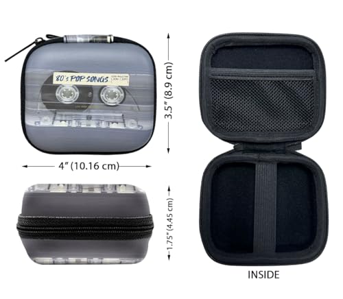 WIRESTER Portable Headphone Case, Earphone Storage Bag Carrying Case, Earbud Holder with Carabiner Compatible with Raycon Fitness Bluetooth True Wireless Earbuds - Retro Clear Cassette Tape Pop Songs - color: Retro Clear Cassette Tape Pop Songs