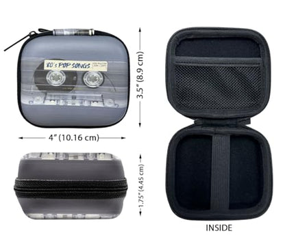 WIRESTER Portable Headphone Case, Earphone Storage Bag Carrying Case, Earbud Holder with Carabiner Compatible with Raycon Fitness Bluetooth True Wireless Earbuds - Retro Clear Cassette Tape Pop Songs - color: Retro Clear Cassette Tape Pop Songs