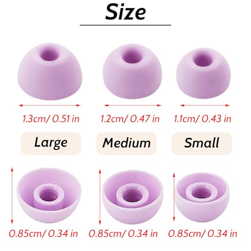 Silicone Tips Replacement Earbuds Tips for Beats Fit Pro True Wireless Earbuds Tips Eartip, Fit in The Charging Case Ear Covers, S/M/L, 6 Pairs, Stone Purple - color: Stone Purple