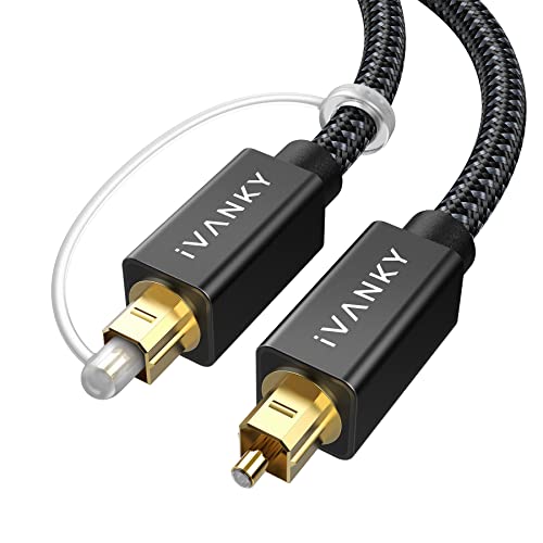 IVANKY Optical Audio Cable 6ft, Toslink Fiber Optic S/PDIF Digital Audio - color: Black, size: 6 ft, style: Straight Cable