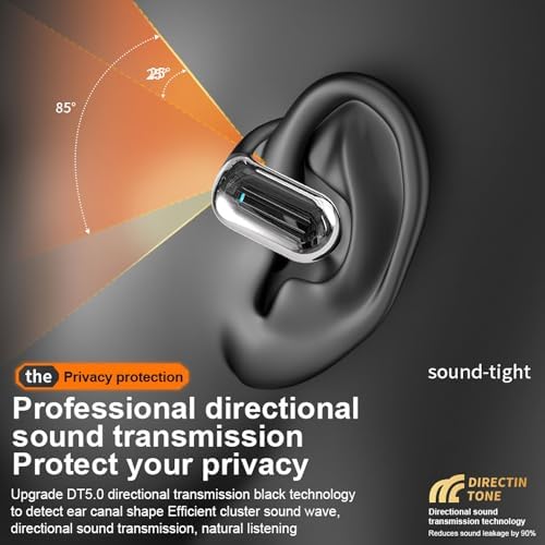 Open-Ear Wireless Headphones Bluetooth Earbuds LED Power Display Charging Case Ear Buds Earhook Over-Ear Earphones for Workout Sports TV Phone Laptop (Black) - color: #01Black
