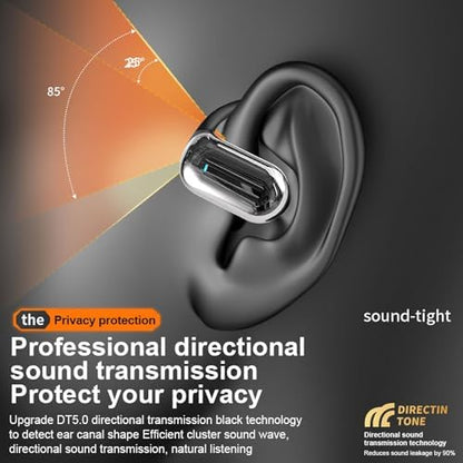 Open-Ear Wireless Headphones Bluetooth Earbuds LED Power Display Charging Case Ear Buds Earhook Over-Ear Earphones for Workout Sports TV Phone Laptop (Black) - color: #01Black