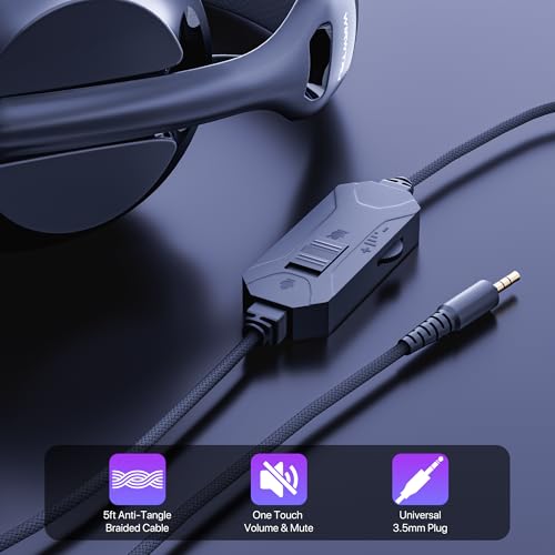 WIRWTRU Wired Gaming Headset for PS5, Xbox, Xbox Series X|S, PC, PS4 | 198g Lightweight Design, Noise Cancelling Microphone, Soft Earmuffs, 3.5mm Jack for Gaming & Work - color: Black