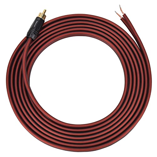 Yuchenfeng Gold-Plated RCA to Bare Wire Speaker Cable - 14AWG OFC Copper Audio Cable for Subwoofers, Amps & Home Theater, Dual PVC Shielded, Zero-Noise(5FT 2PCS) - size: RCA to Bare 5FT 2-PCS