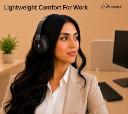 PDBEAM Wireless Foldable Bluetooth Over Ear Headphones with Mic, Micro SD Card Playback, 25H Playtime, 120H Standby, FM Radio, Lightweight for Travel, Work, Gym or Yoga - color: Black