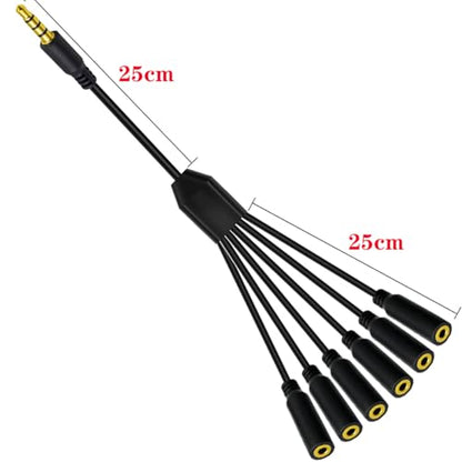 3.5mm Headphone Y Splitter Audio Cable (50cm) | 4Poles 1 to 6 Way 3.5mm (1/8") TRRS AUX Stereo Jack 1 Male to 6 Female Adapter Cord for Earphone,Headset,Laptop,Phone(6 Way) - style: 6 Way