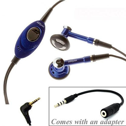 Compatible with DuraForce Pro 2 - Verizon Wired Headset Handsfree Earphones Dual Earbuds Headphones Microphone with 2.5mm to 3.5mm Adapter [Blue] Works with Kyocera DuraForce Pro 2