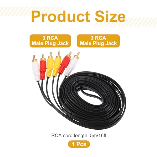 MECCANIXITY 16ft RCA Cable, 2RCA Male to 2RCA Male Audio Video Speaker Cable for Subwoofer Amplifier Home Theater DVD TV - size: 16ft, style: 2RCA Male to 2RCA Male