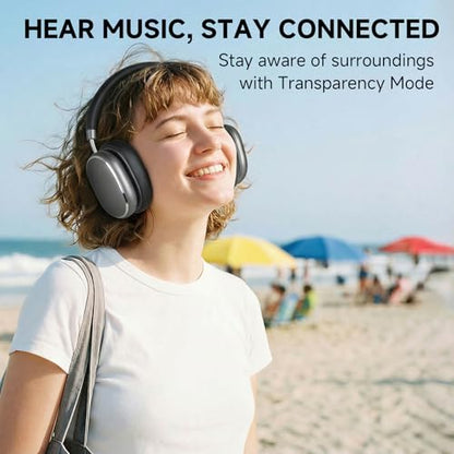 FOFUN Hybrid Active Noise Cancelling Headphones Over Ear 120H Playtime - color: Space Grey