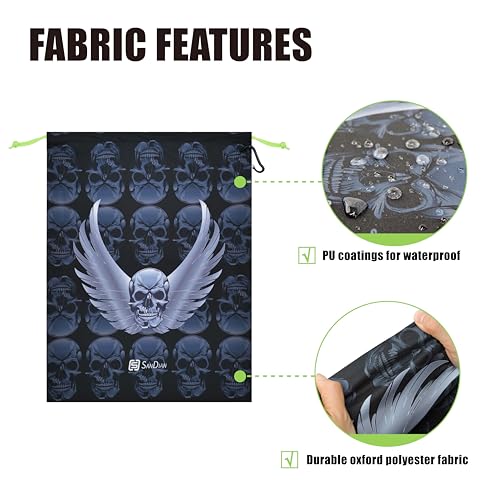 SANDIAN, Golf Shoes Pouch Bag, Waterproof Packing Storage Bag, Drawstring Rope Closures, Sublimation Dye Prints, Durable PU Coatings, Weather Resistant, Large Capacity, Carabiner Included (SP82)