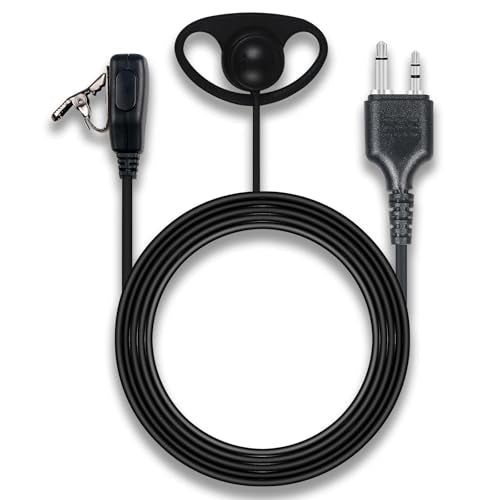 Walkie Talkie Earpiece with Mic PTT 2 Pin D Shape Headset Ear Piece, 5 Pack | Radio Headset with Mic PTT Compatible with Midland GXT1000VP4 LXT600VP3 GXT1050VP4 GXT1000XB 2 Way Radio