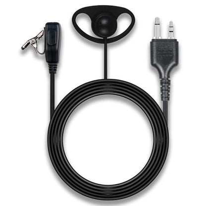 Walkie Talkie Earpiece with Mic PTT 2 Pin D Shape Headset Ear Piece, 5 Pack | Radio Headset with Mic PTT Compatible with Midland GXT1000VP4 LXT600VP3 GXT1050VP4 GXT1000XB 2 Way Radio