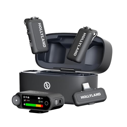 Hollyland Lark MAX 2 Wireless Lavalier Microphone for iPhone/Camera/Android, AI Noise Cancelling, 32-bit Full-Chain Audio, 340m Transmission (Combo, 2TX + 2RX + Charging Case) | For iPhone/Camera/Android, AI Noise Cancelling, 32-bit Full-Chain Audio, 340m
