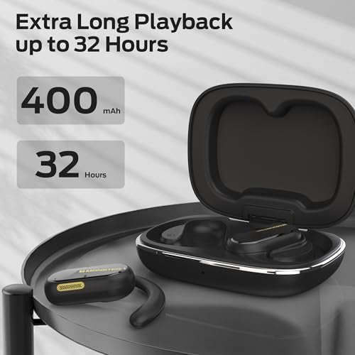 Monster Open Ear AC312 Headphones, Bluetooth 5.4 Wireless Earbuds with Noise-Cancelling Mic for Clear Calls, Powerful Sound by 16mm Large Drivers, Touch Control 32H Playtime, IPX5 Waterproof for Sport