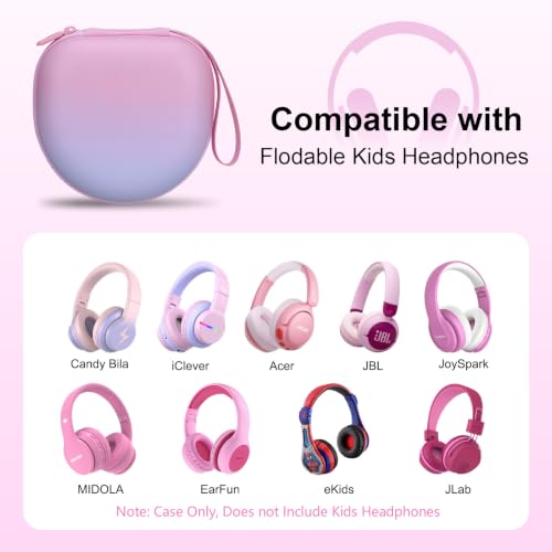 Kids Headphone Case for Candy Bila/Acer Gradient Pink(Case Only) | for iClever BTH12 HS19 BTH20 BT22/JBL junior 320/JoySpark/ADOOPE/Voopwink/MIDOLA/EarFun/IMYB/noot Products Kids Headphones - color: Gradient Pink