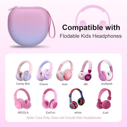 Kids Headphone Case for Candy Bila/Acer Gradient Pink(Case Only) | for iClever BTH12 HS19 BTH20 BT22/JBL junior 320/JoySpark/ADOOPE/Voopwink/MIDOLA/EarFun/IMYB/noot Products Kids Headphones - color: Gradient Pink