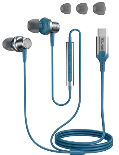 Wired Earbuds USB C with Mic for Samsung iPhone Pixels Mac Tablet PC Ipad - color: Green