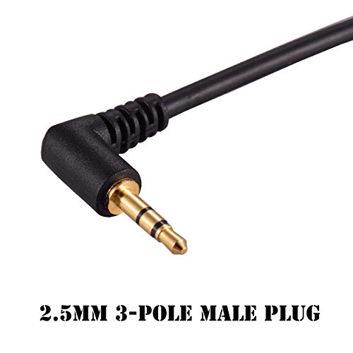 2 Pack Gold Plated 2.5mm Male to 1/8 inch 3.5mm Female Stereo Audio Jack Adapter Cable 90 Degree Right Angle Connector 6 inch Cord for Radios,Headphones,Recorder,Camera