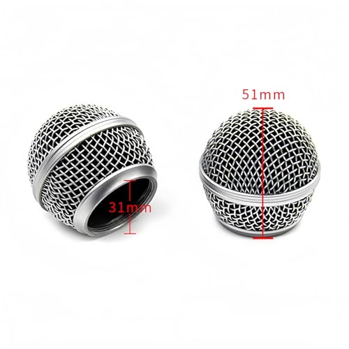 4 PCS Replacement Grilles for Shure Wired and Wireless SM58, Beta58A, SV100 Microphones, Microphone Grille Ball with Inner Foam, Steel Mesh Microphone Grille Head - Silver