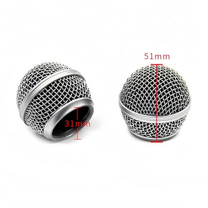 4 PCS Replacement Grilles for Shure Wired and Wireless SM58, Beta58A, SV100 Microphones, Microphone Grille Ball with Inner Foam, Steel Mesh Microphone Grille Head - Silver