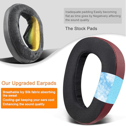 SOULWIT Cooling-Gel Earpads Replacement for Sennheiser GSP500, GSP550, GSP600, GSP 670 Gaming Headset, Ear Pads Cushions for EPOS H6 Pro, GSP601, GSP602 Headphones - Burgundy - color: Burgundy