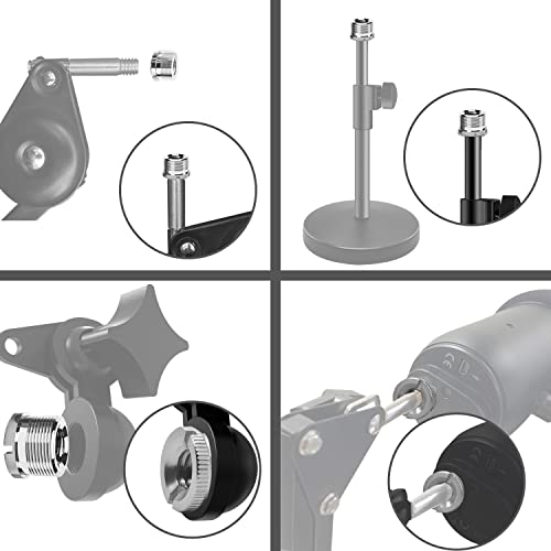 4 Piece 5/8-Inch Male to 3/8-Inch Female Knurled Mic Screw Adapter for Mic Micphone Stand