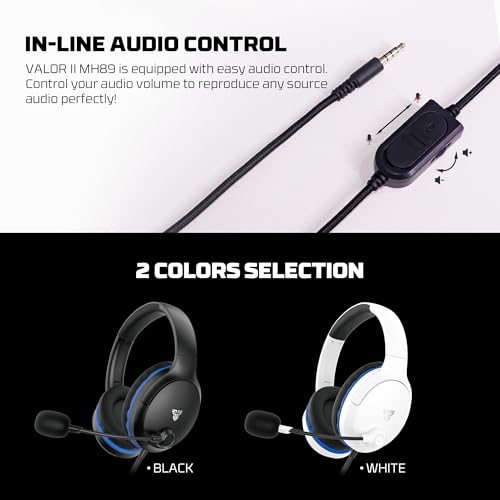 FANTECH Valor II MH89 Wired Gaming Headset with 40mm Drivers, Noise Cancelling Mic, 3.5mm Jack for PC, PS5, PS4, Xbox, Nintendo Switch, Mobile - Over-Ear Headphones with Foldable Microphone (Black)