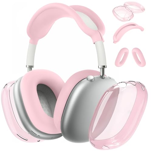 for AirPods Max case Cover,Anti-Scratch Ear Pad Case Cover/Ear Cups Cover/Headband Cover for AirPods Max. Clear Soft TPU and Silicone,Skin Scratch Proof. - color: 3PC-Baby Pink