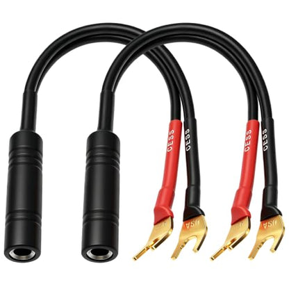 CNCESS Large Spade Fork to 1/4 in TS Speaker Adapter, 6 in, 12AWG, 2-Pack - size: Large Spade