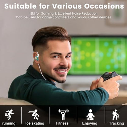 Qkz Ak6 Lucky in Ear Monitor, HiFi Wired Earbuds, Tunable Sound Wired Headphones Gaming Earbuds with 3-Level Adjusting Switch, Detachable Cable for Music Gaming Video Calling (Green) - color: Green