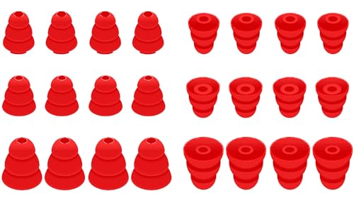 Earbuds Tips 12 Pairs Replacement Triple Flange Conical EarTips Earbuds Eartips for Most in-Ear Earphones (Sony/Beats/AKG/KZ etc.),S/M/L 12 Pairs, Red (431R) - color: Red