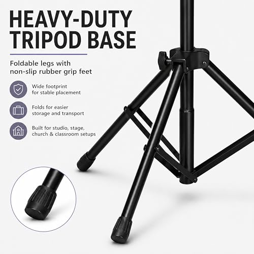 LyxPro SMT-1 Professional Microphone Stand Heavy Duty 93” Studio Overhead Boom Stand 76” Extra Long Telescoping Arm Mount, Foldable Tripod Legs & Adjustable Counterweight - size: Standard without Caster Wheels