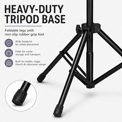 LyxPro SMT-1 Professional Microphone Stand Heavy Duty 93” Studio Overhead Boom Stand 76” Extra Long Telescoping Arm Mount, Foldable Tripod Legs & Adjustable Counterweight - size: Standard without Caster Wheels