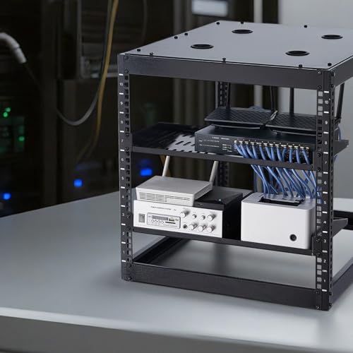 VEVOR 4PCS 1U Server Rack Shelf, Universal Vented Rack Mount Cantilever Tray for 19" Network Equipment Rack & Cabinet, 10" Deep Rack Mount Shelf - size: 1U-4PCS